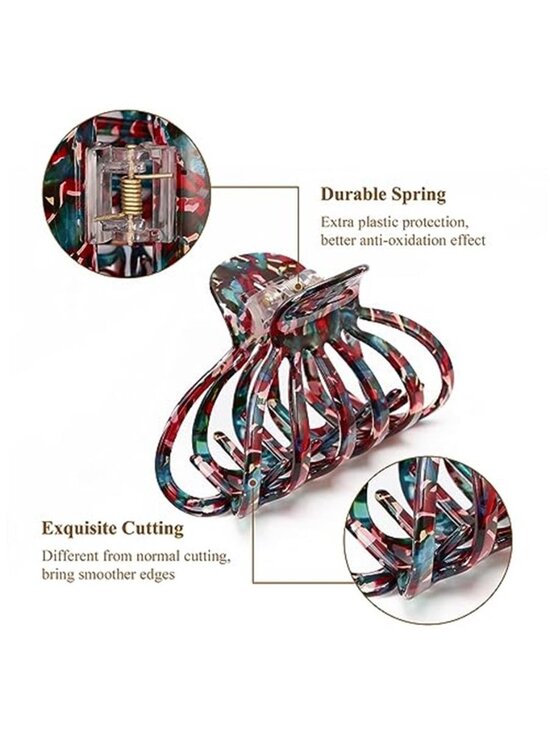 2-Pack Bohemian Tortoise Shell Hair Claw Clips Strong Hold Big Hair main image 6